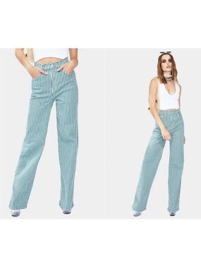 Free People Blue Striped High-Rise Jeans